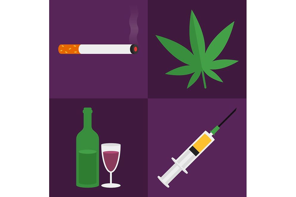 Zigarette, Marihuana, Alkohol, Drogen-Spritze, Icons